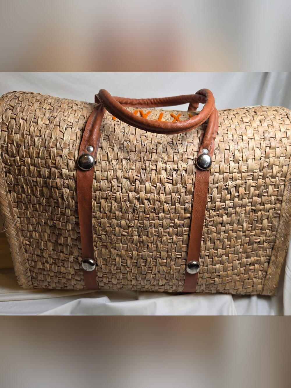 VTG IXTAPA Mexico Woven Straw Tote Bag Boho MCM Beach Vacation Market Carryall - Picture 4 of 7
